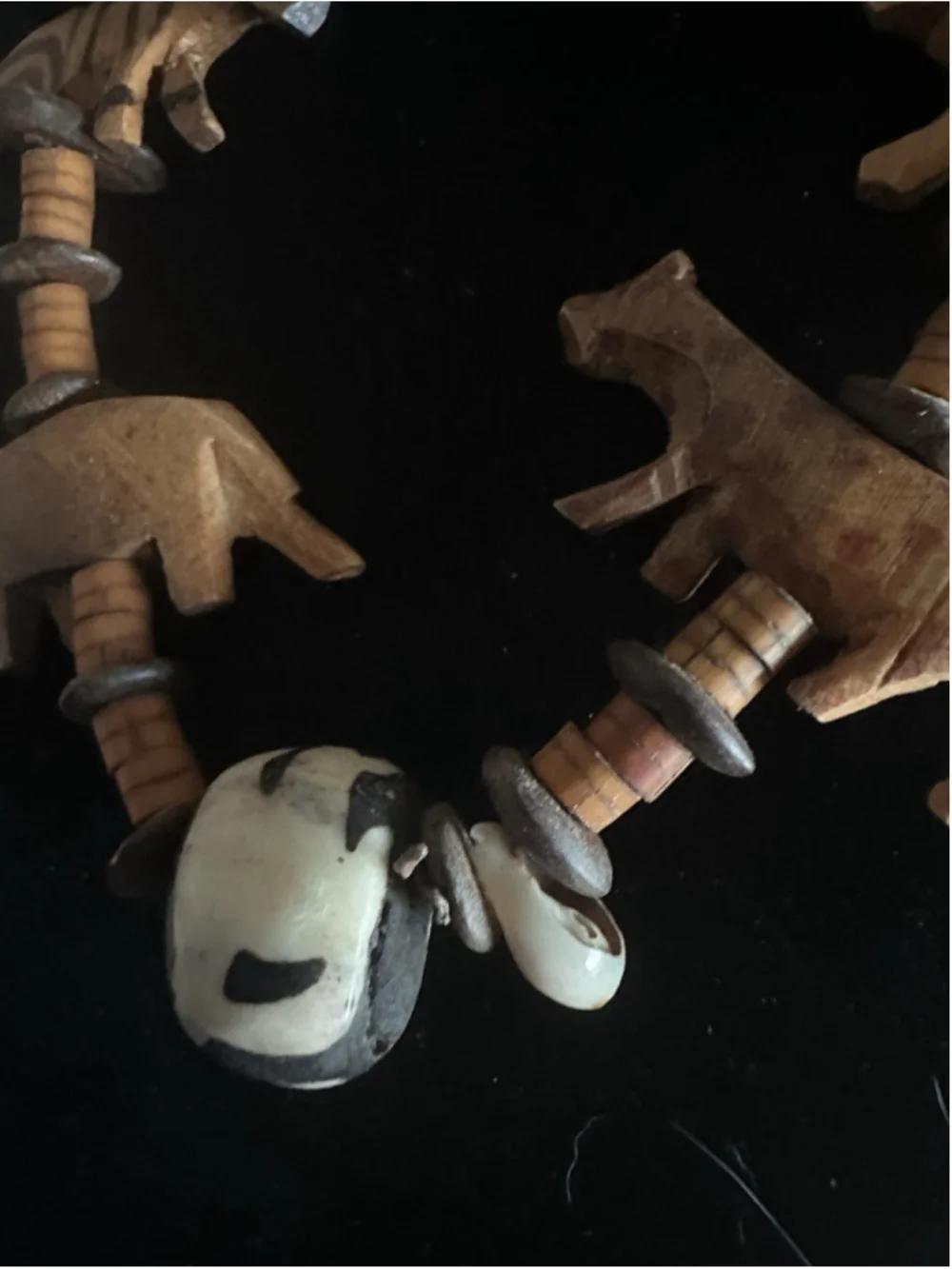 Vintage wildlife Safari Carved wood animal Necklace Kenya Africa Maasai bead - Picture 6 of 7
